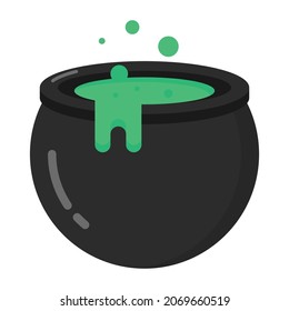 A halloween cauldron, cooking pot in editable style 