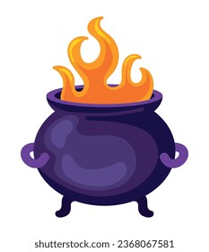 halloween cauldron flame illustration isolated