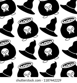 halloween cauldron with hat witch pattern
