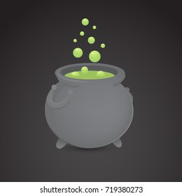 Halloween cauldron icon isolated on neutral background. Vector art.