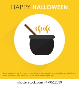 Halloween cauldron icon. Yellow shadow Icon background