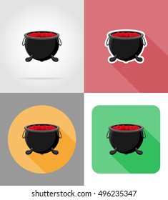 halloween cauldron with the magic potion flat icons vector illustration isolated on background