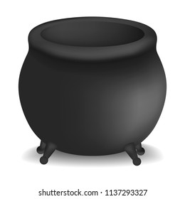 Halloween cauldron mockup. Realistic illustration of halloween cauldron vector mockup for web design isolated on white background