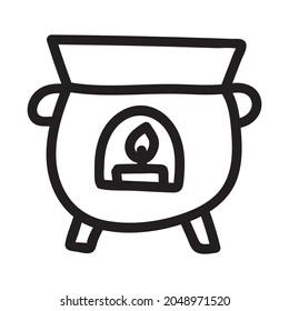 Halloween cauldron. Halloween object design isolated element on white background. Hand drawn vector doodle graphic illustration.
