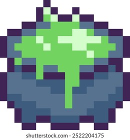 Halloween Cauldron Pixel 8bit Icon.
