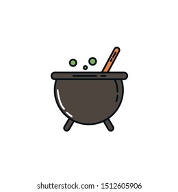 halloween cauldron pot flat icon vector illustration design