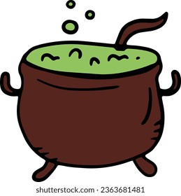 halloween, cauldron, pot, witch, cartoon, holiday, poison, horror, potion, witchcraft, cooking, magic, spooky, boiler, boiling, mystery, celebration, wicked, party, drawing, scary, magical, green