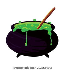 halloween cauldron with potion icon isolated