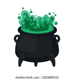 halloween cauldron with potion isolated icon