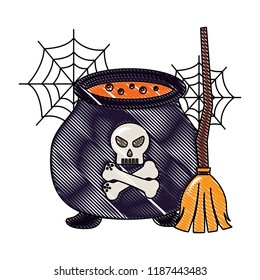 halloween cauldron potion skull cross bone