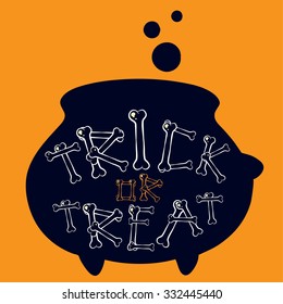 Halloween cauldron potion with Text Inside. Halloween symbol. Vector illustration.