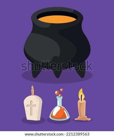 halloween cauldron and set icons