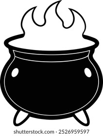 Halloween Cauldron Silhouette Vector - Perfect for Witchy Designs