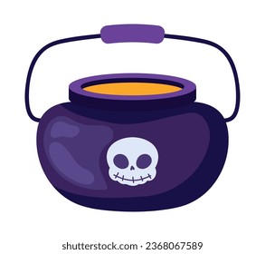 halloween cauldron with skull illustration isolated