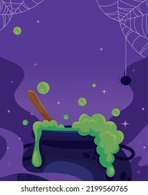 halloween cauldron and spider design