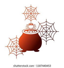 halloween cauldron with spider isolated icon