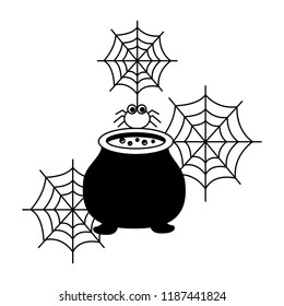 halloween cauldron with spider isolated icon