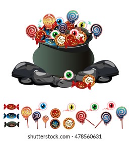 halloween cauldron with sweets