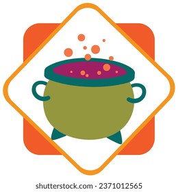 halloween cauldron vector icon with white background