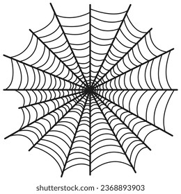 Celebración de Halloween telaraña asimétrica desigual en diseño plano. Isolación de la ilustración vectorial negra de vacaciones sobre fondo blanco