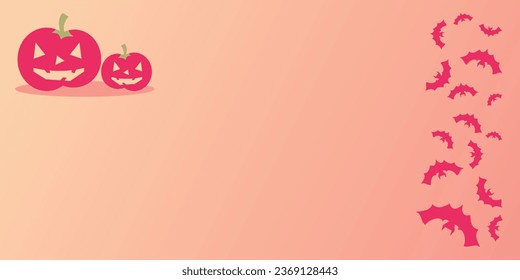 Halloween celebration background with pumpkin and bat icons, free space area. vector for banner, greeting card, poster, social media.
