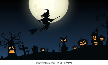 Halloween celebration background with Pumpkin and horror Castle. Horror Halloween Background.
