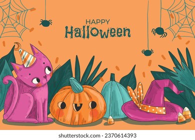 halloween celebration background vector design illustration