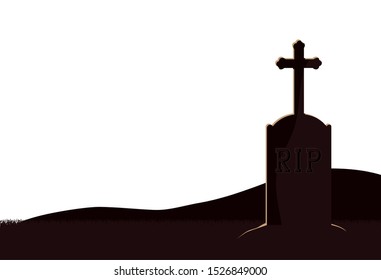 halloween celebration with cemetery scene vector illustration design