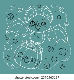 halloween celebration coloring page vector design illustration