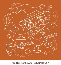 halloween celebration coloring page vector design illustration