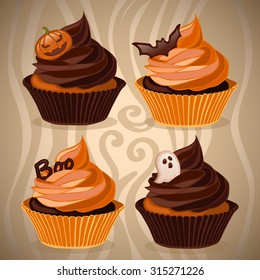 Halloween celebration cupcakes background