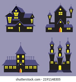 halloween celebration with halloween devil house vector