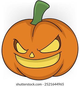 Halloween celebration doodle illustration, scary faced ghost pumpkin at ghost party