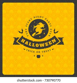 Halloween celebration greeting card vector illustration on textured background.