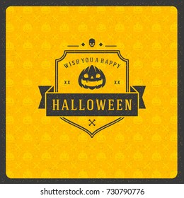 Halloween celebration greeting card vector illustration on textured background.