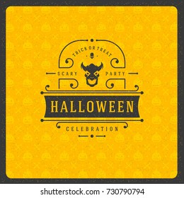 Halloween celebration greeting card vector illustration on textured background.
