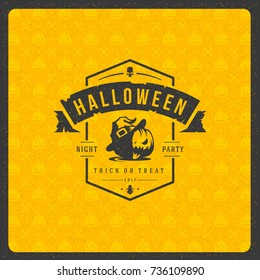 Halloween celebration greeting card vector illustration on textured background.