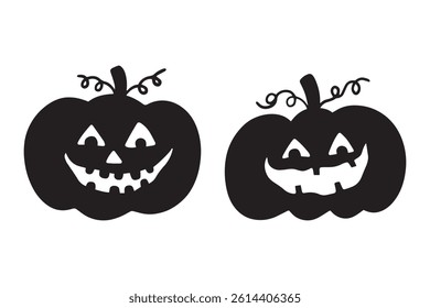 Halloween Celebration with Happy Pumpkin Silhouettes