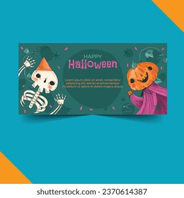 halloween celebration horizontal banner template vector design illustration