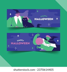 halloween celebration horizontal banner template vector design illustration