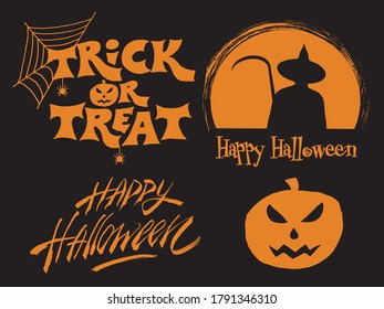 Halloween celebration lettering and symbol set