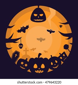 Halloween Celebration Night Party Scary Silhouette Background