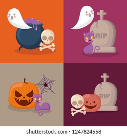 halloween celebration set icons