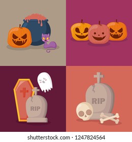 halloween celebration set icons