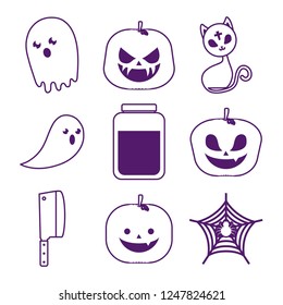 halloween celebration set icons