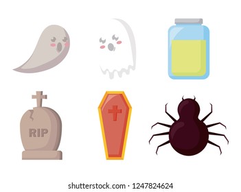 halloween celebration set icons