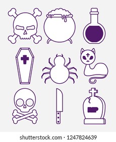 halloween celebration set icons