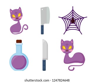 halloween celebration set icons