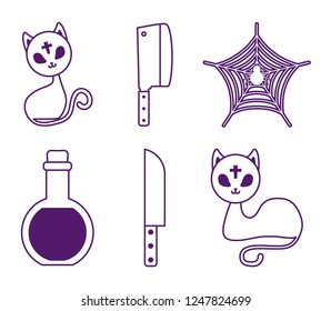 halloween celebration set icons