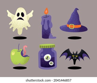 halloween celebration set six icons